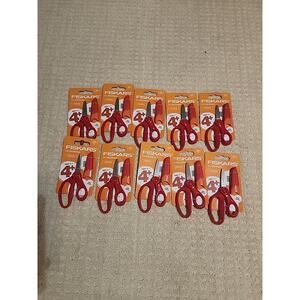 Lot of 10 Fiskars Kids Pointed 5 inches Red Scissors Safe Blades School Supply